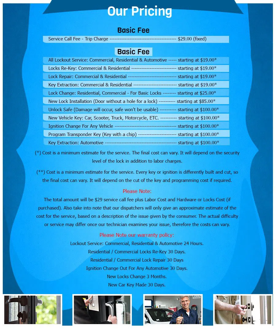 Los Angeles Locksmith Store, Los Angeles, CA 310-765-9393 - Pricelist